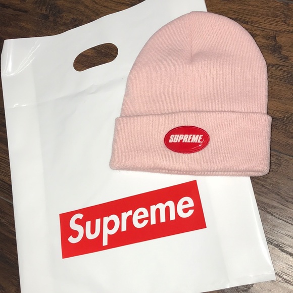 supreme rubber patch beanie